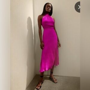 Banana Republic Boutique, Fuchsia Pink, SOFT SATIN MIDI DRESS US10